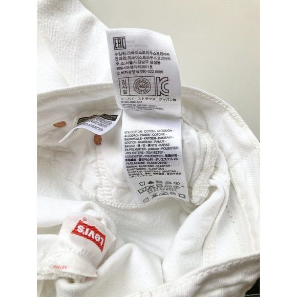 LEVI'S 501S In The Clouds White High Rise Skinny Raw Hem Ankle Jeans, Size 25 - Picture 13 of 15